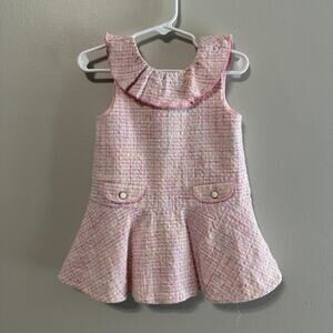 Janie and Jack Girls 18-24 Months Pink Boucle Dress Ruffle Sleeveless Easter